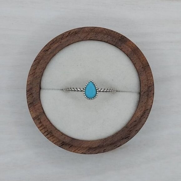 Vintage Turqouise Teardrop 925 Sterling Silver Ring - Picture 7 of 8